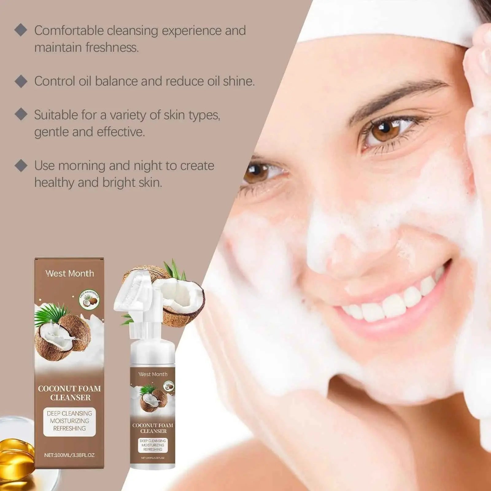 West Month Gentle Coconut Foam Facial Cleanser