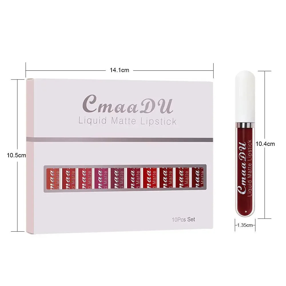 CmaaDu 10pcs/set velvet matte durable waterproof easy color non-stick cup texture silky saturation high lip gloss - My Vixen Vault