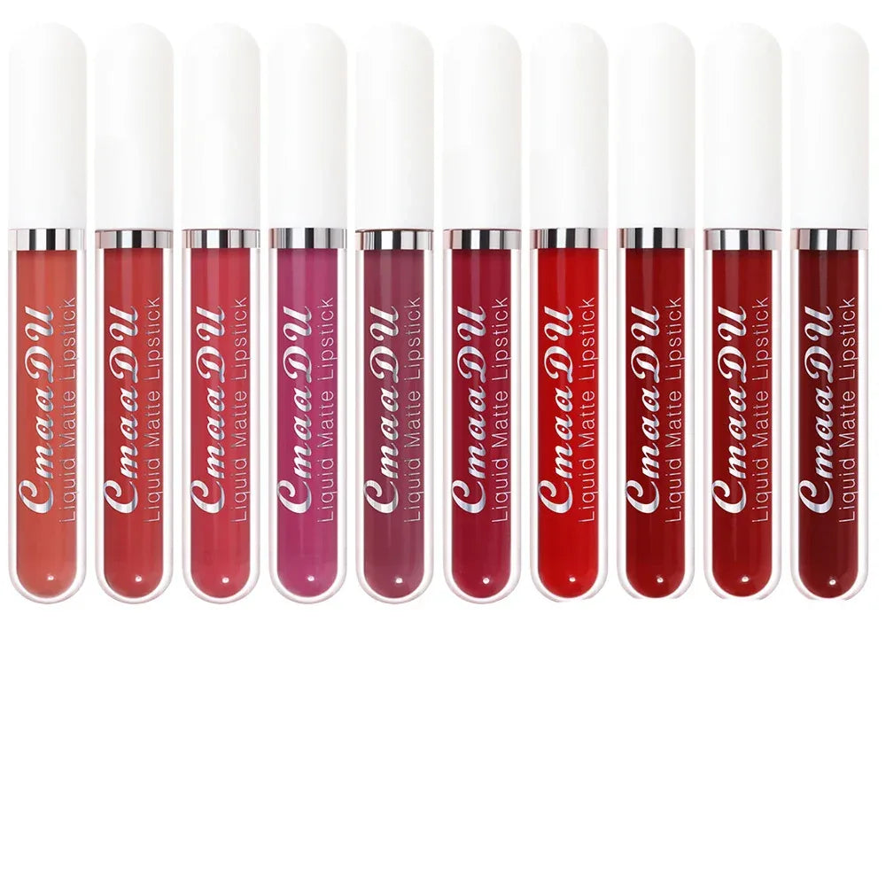 CmaaDu 10pcs/set velvet matte durable waterproof easy color non-stick cup texture silky saturation high lip gloss - My Vixen Vault
