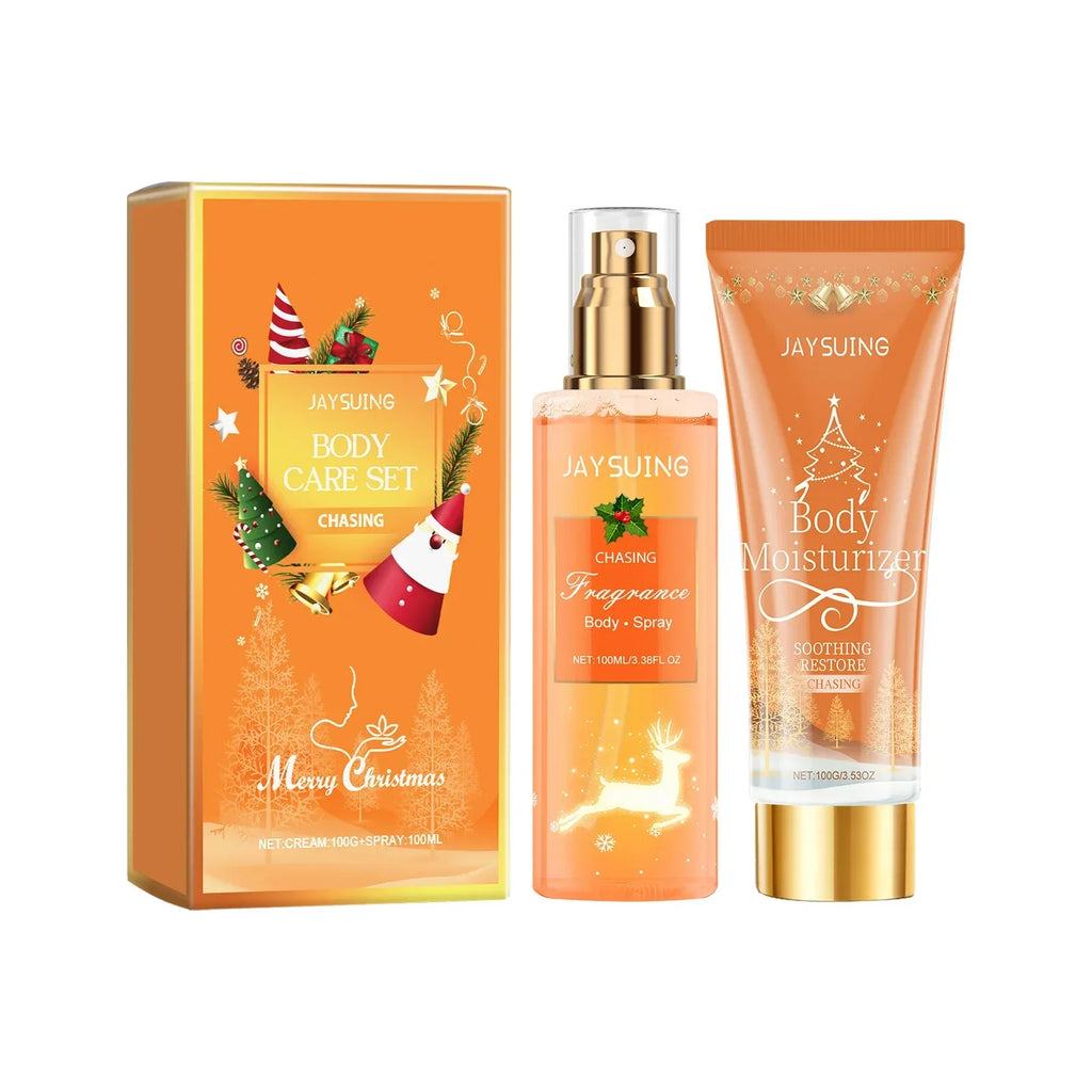 Christmas Moisturizing Cream Spray Long Lasting Fragrance Smoothing Body Repairing Dry Refreshing Nourishing Skin Care Set.