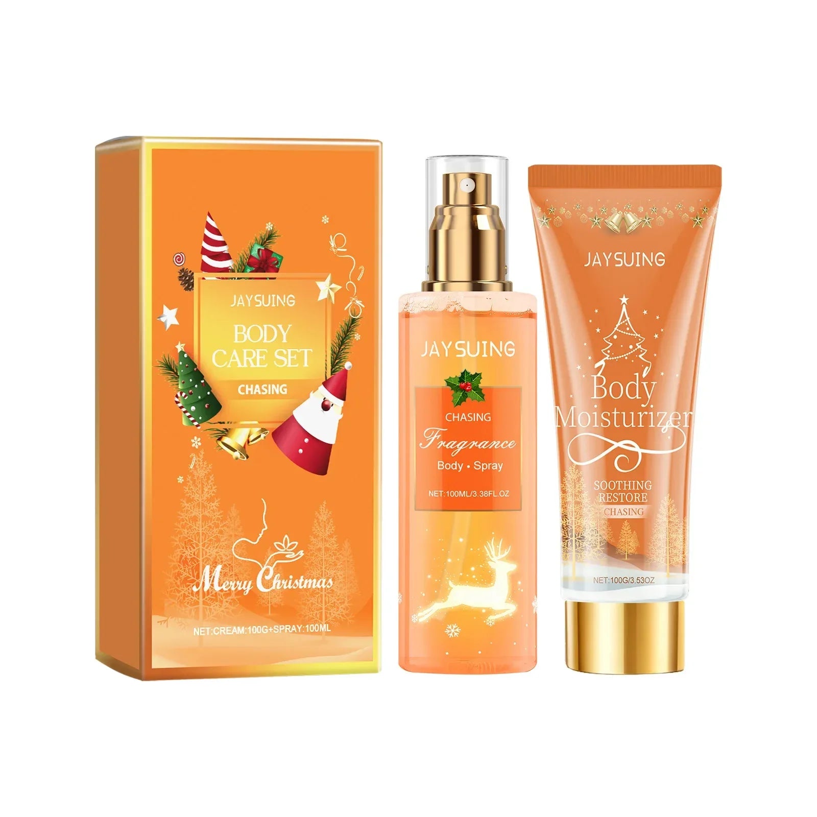 Christmas Moisturizing Cream Spray Long Lasting Fragrance Smoothing Body Repairing Dry Refreshing Nourishing Skin Care Set.