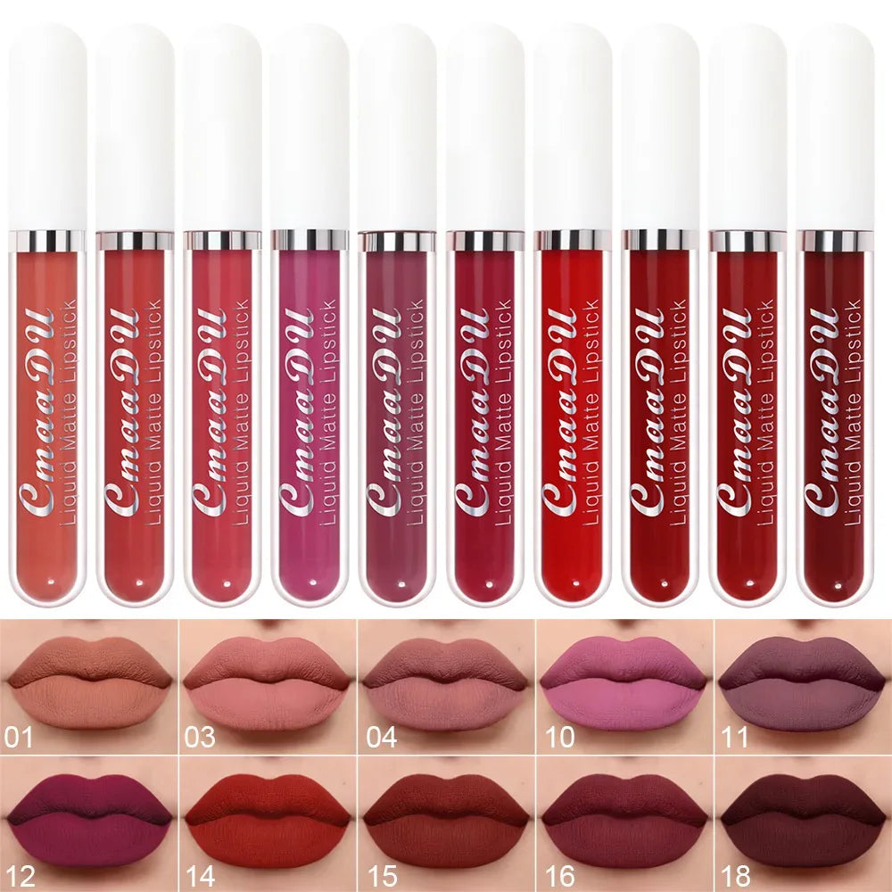 CmaaDu 10pcs/set velvet matte durable waterproof easy color non-stick cup texture silky saturation high lip gloss - My Vixen Vault