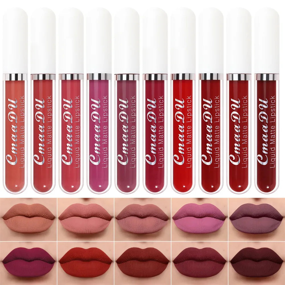 CmaaDu 10pcs/set velvet matte durable waterproof easy color non-stick cup texture silky saturation high lip gloss - My Vixen Vault