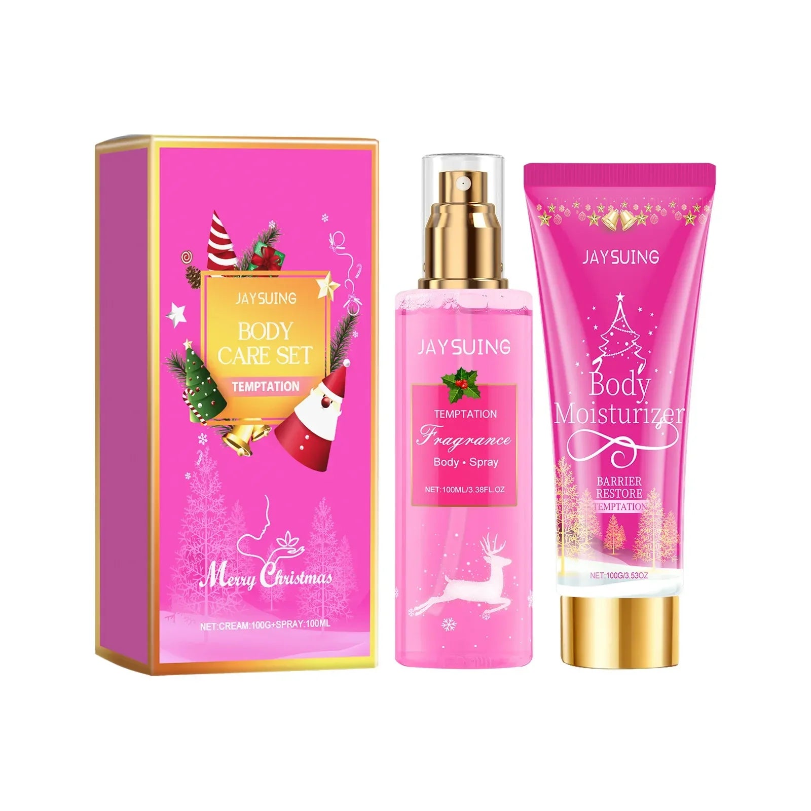 Christmas Moisturizing Cream Spray Long Lasting Fragrance Smoothing Body Repairing Dry Refreshing Nourishing Skin Care Set.