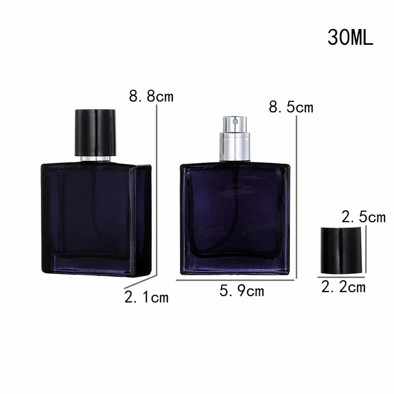 B033-30 Classic 30mL Black Ink Glass Design Portable Perfume Bottles with Silver Spray-Head Screw Cap Cologne Packaging Carton - My Vixen Vault