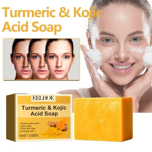 EELHOE Turmeric Kojic Acid Soap Gently Clean Face Fade Spots Brighten Tone And Moisturize Even Skin - My Vixen Vault