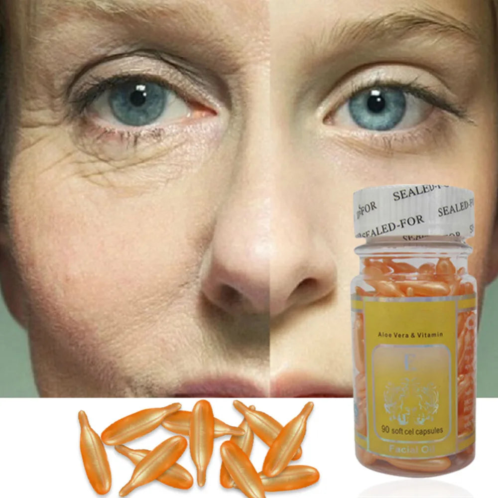 90pcs/bottle Vitamin E Essence Capsules Anti-aging Serum Spot Acne Removing Whitening Cream Essence VE Facial Freckle Capsule - Beauty Collection Studio