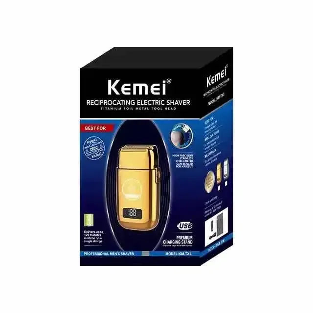 Hot Sale Kemei Km-Tx3 2021new Design Anti Pinch Hair Product Electric Gold Metal Body Shaving Usb Charging Reciprocating Shaver - My Vixen Vault