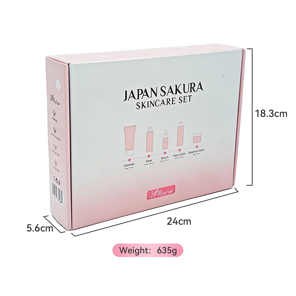 DR.ROSEVA 5Pcs Private Label Skincare Set Anti-Acne Dark Spot Remover Face Toner Cream Whitening Sakura Skin Care Sets - Beauty Collection Studio