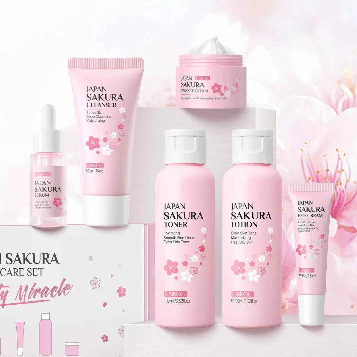 Sakura Skincare Set Oil Control Facial Cleanser Nourishing F