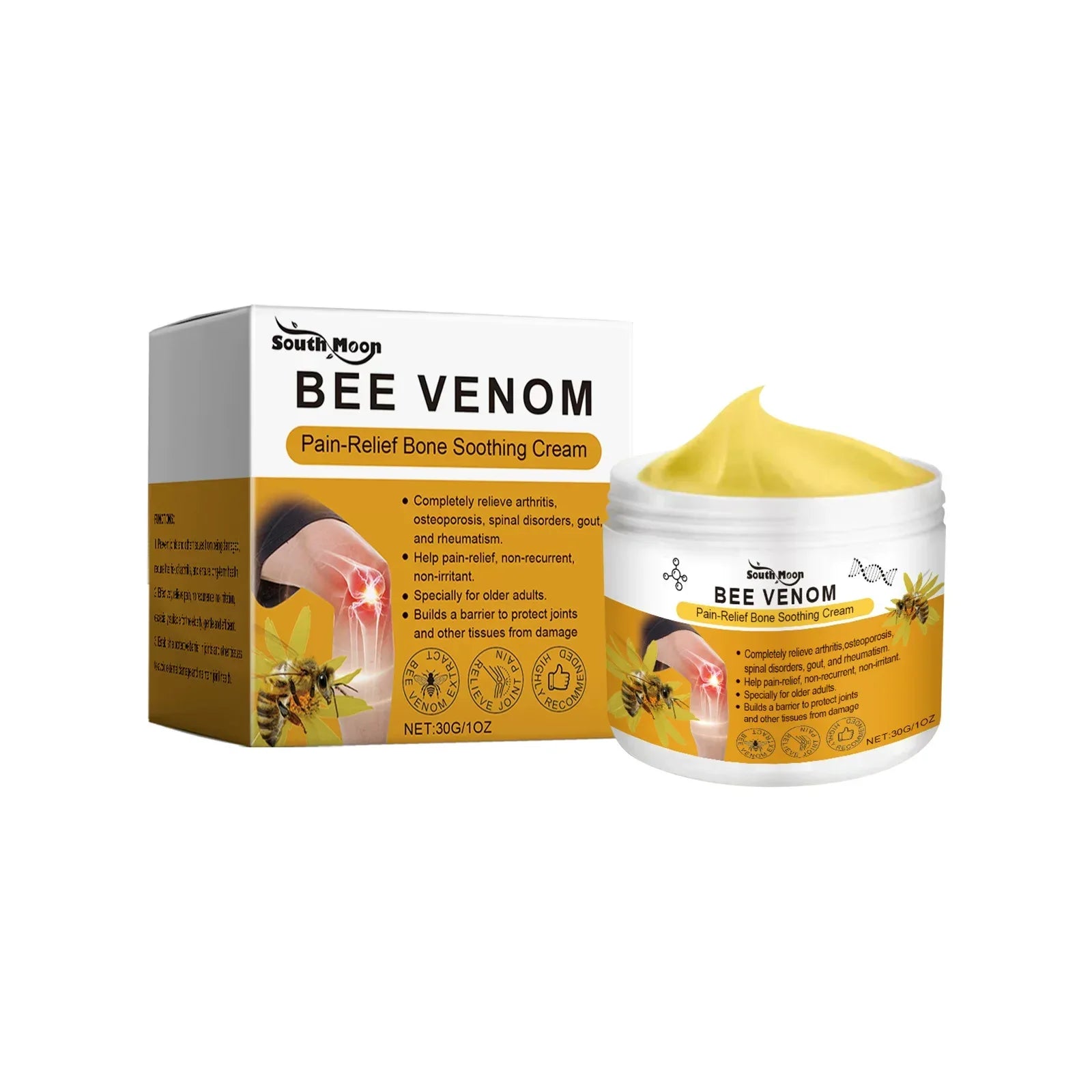 Cross-Border Southmoon Bee Venom Joint Neck Cream Relieve Shoulder, Neck, Waist, Leg, Sore Hands and Feet Discomfort Herbal Massage - My Vixen Vault