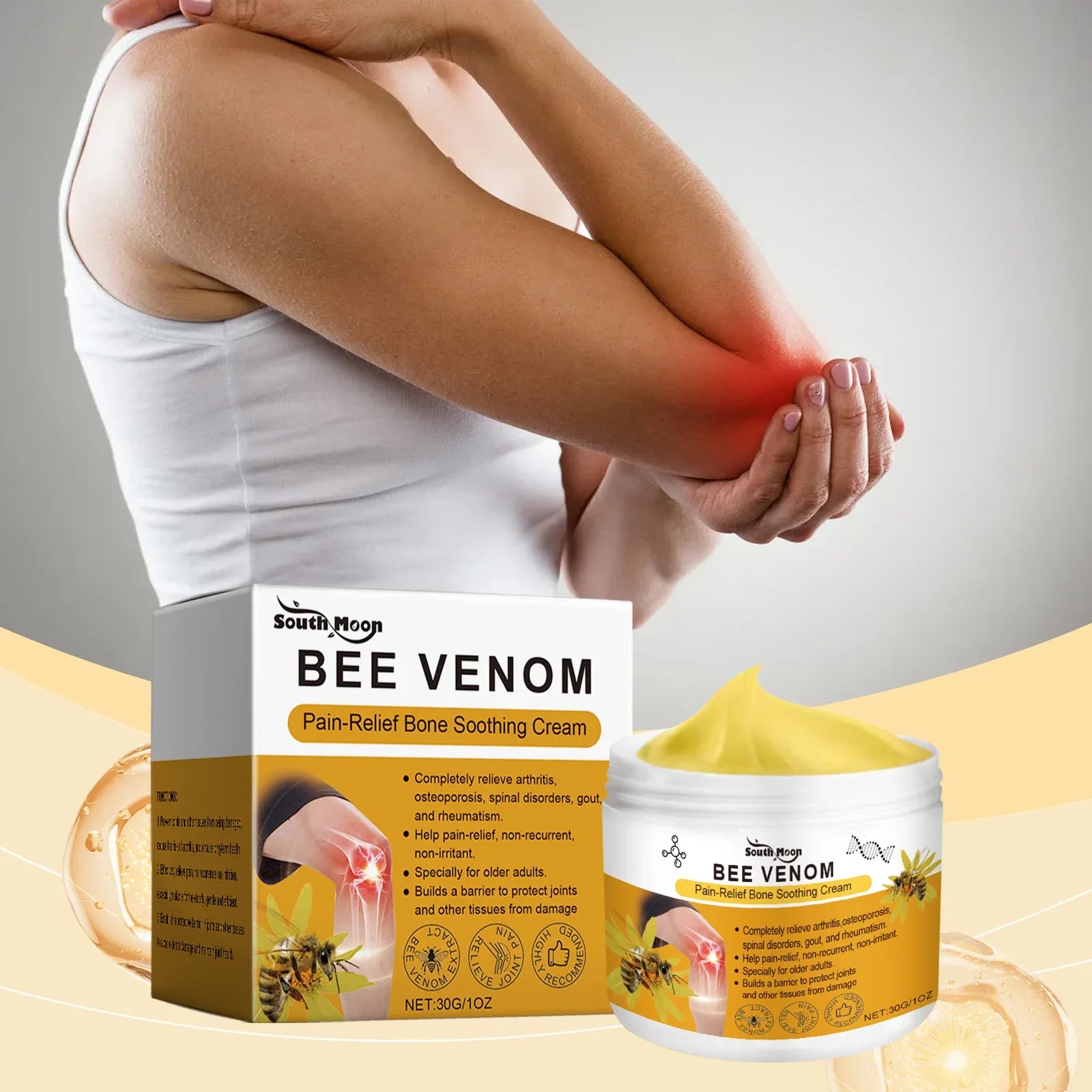 Cross-Border Southmoon Bee Venom Joint Neck Cream Relieve Shoulder, Neck, Waist, Leg, Sore Hands and Feet Discomfort Herbal Massage - My Vixen Vault