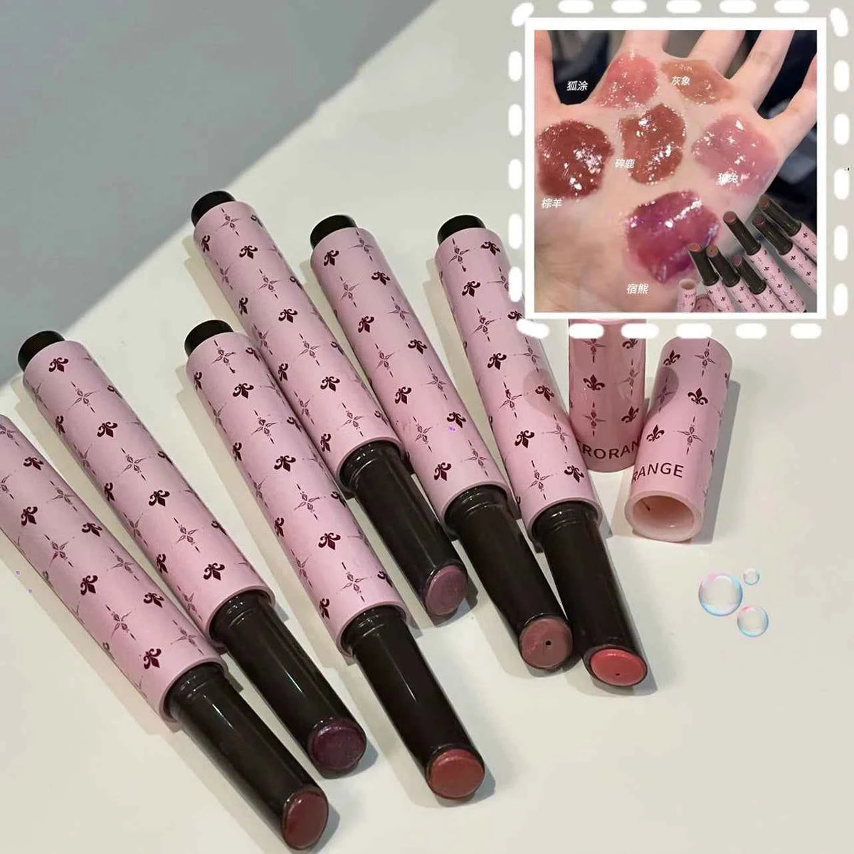 Mulberry Purple Shimmer Lip Jelly Pen Moisturizing Mirror Water Light Solid Lip Gloss Film-forming Non-Fading Gloss Lipstick.