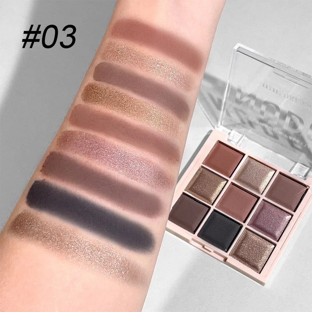 JUJU DREAM 9-Color Eyeshadow Palette, Matte & Shimmer Finish, Soft Milk Tea Tones, Compact & Easy for Daily Student Makeup - My Vixen Vault