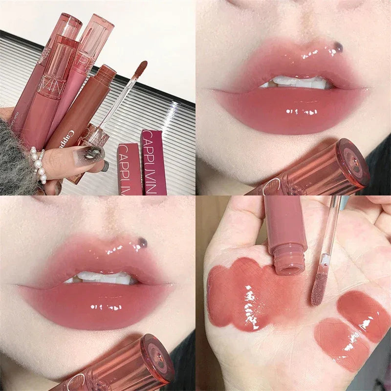 Waterproof Mirror Jelly Lip Glaze 6 Colors Water-light Lip Gloss Long Lasting Moisturising Glossy Red Tint Lips Makeup Cosmetics - My Vixen Vault