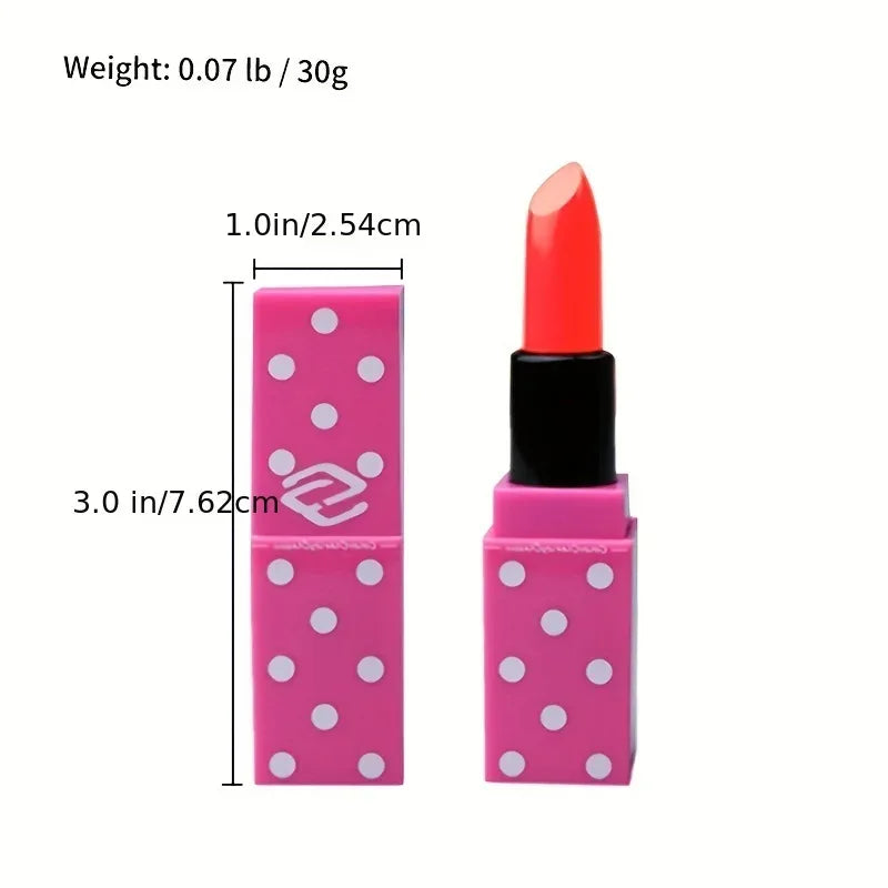 8 Colors Super Cute Girls Lipstick, Pink Polka Dots Design Long Lasting Non-fading Waterproof Velvet Lip Color, Non-Stick Cup - My Vixen Vault