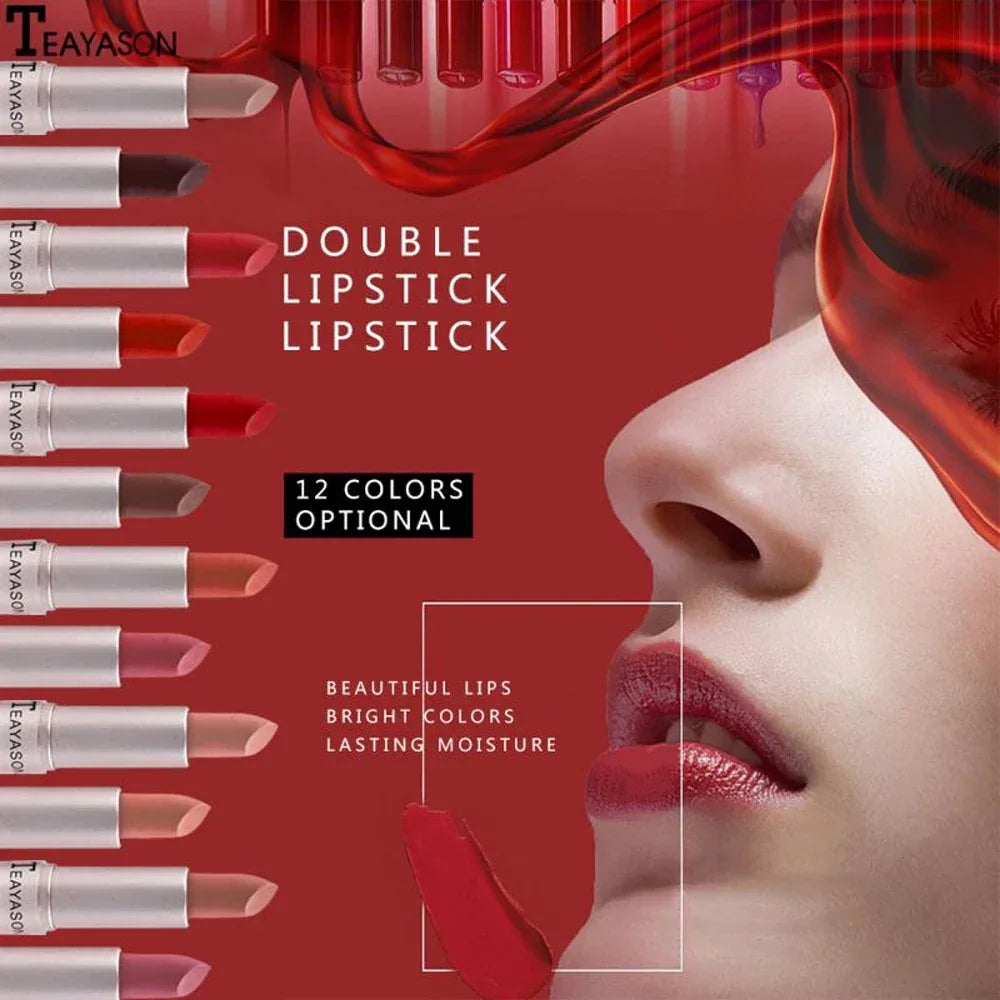 Double-Ended Velvet Matte Lipstick with Long-Lasting Effect, Brightening and Complexion-Enhancing Lipstick Pen for Autumn and Winter, Non-Transfer Matte, Valentine's Day Gift Lipstick - My Vixen Vault