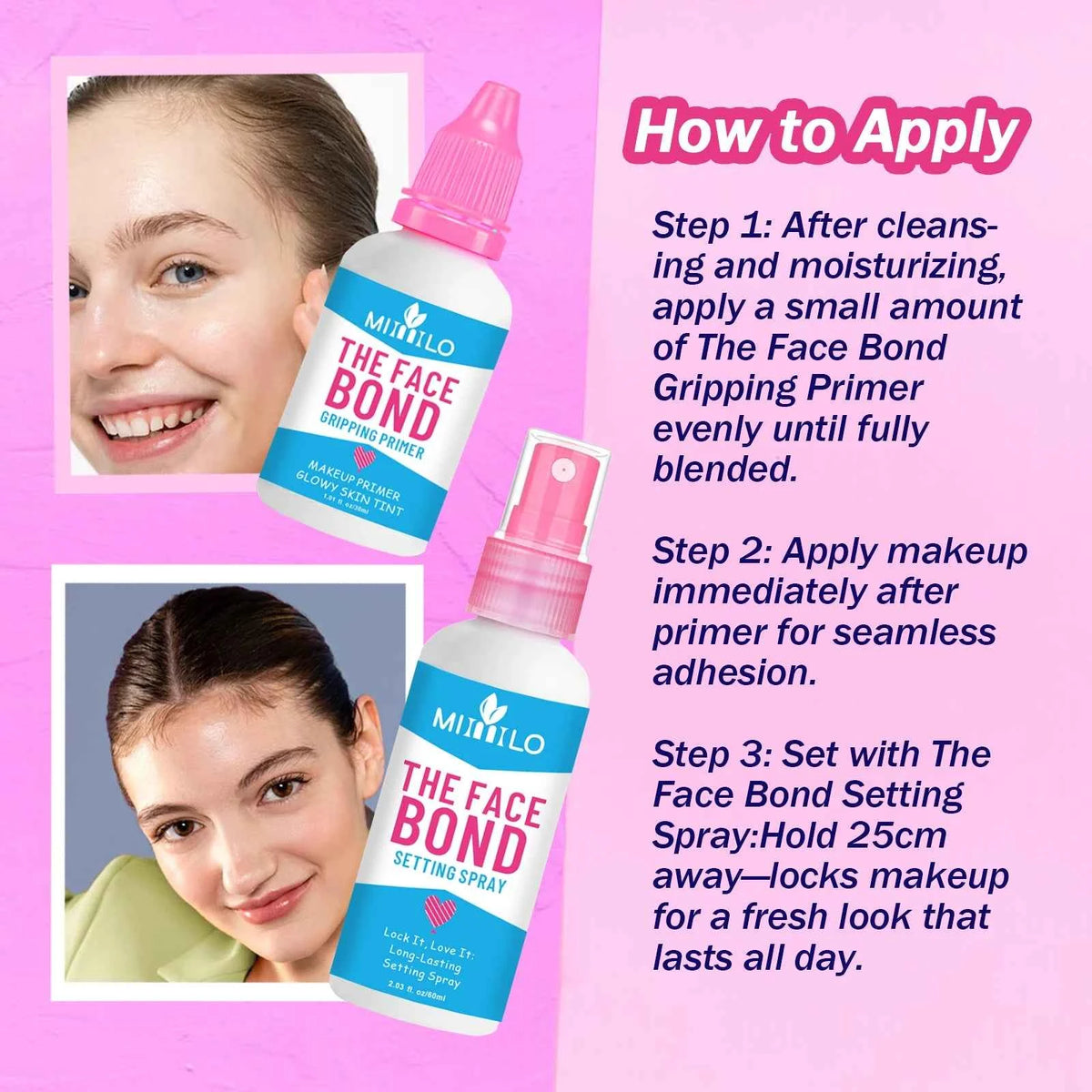 Long Lasting Primer Setting Spray Duo Non Greasy Deep Hydration Smudge Proof Makeup Base Holds Like Glue