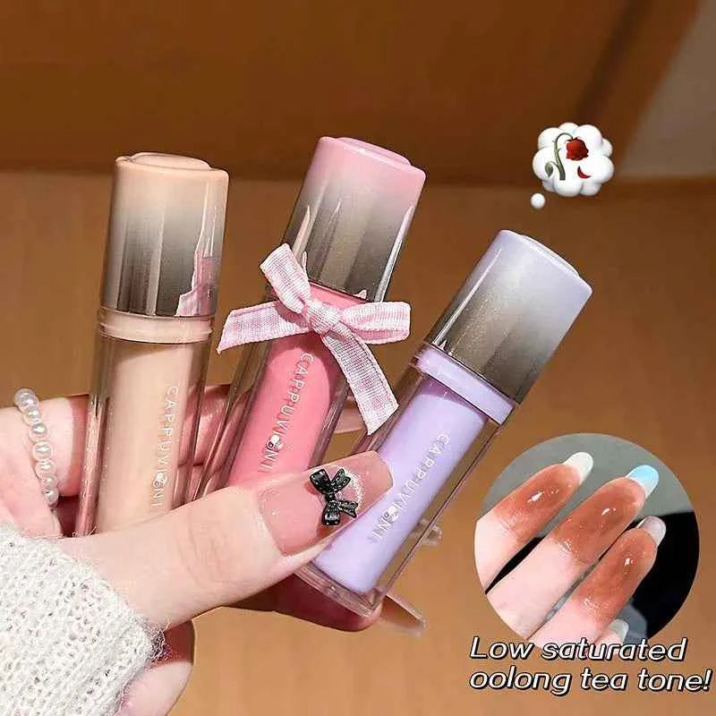 Mirror Lip Glaze Moisturizing Waterproof Forming Quickly Grape Purple Water Light Lip Gloss Non-Sticky Red Jelly Lipstick Makeup.