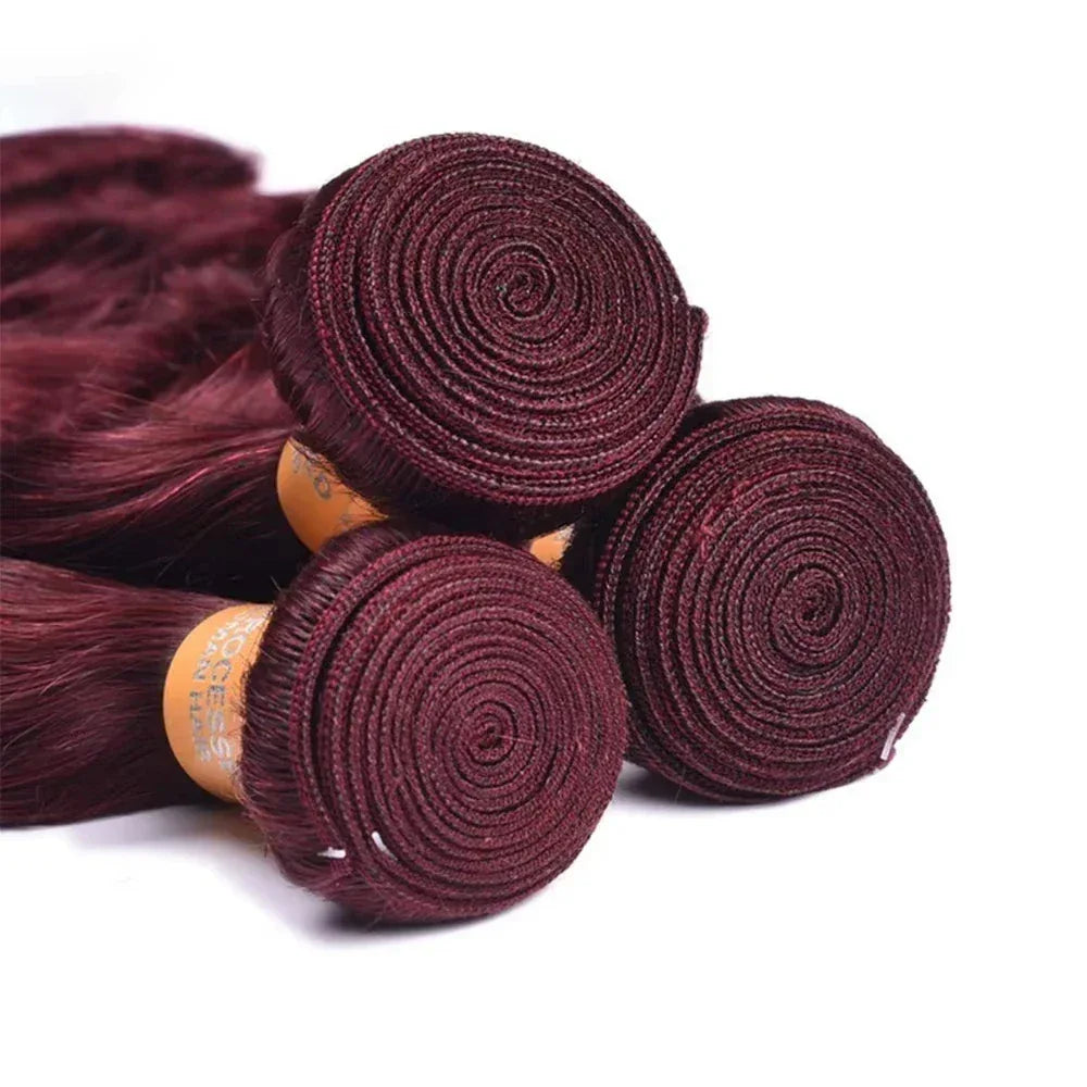16A Burgundy 99j Body Wave Bundles Red Colored Human Hair Bundles 1/3/4 PCS Brazilian Virgin Hair Weave Extension For Women - My Vixen Vault