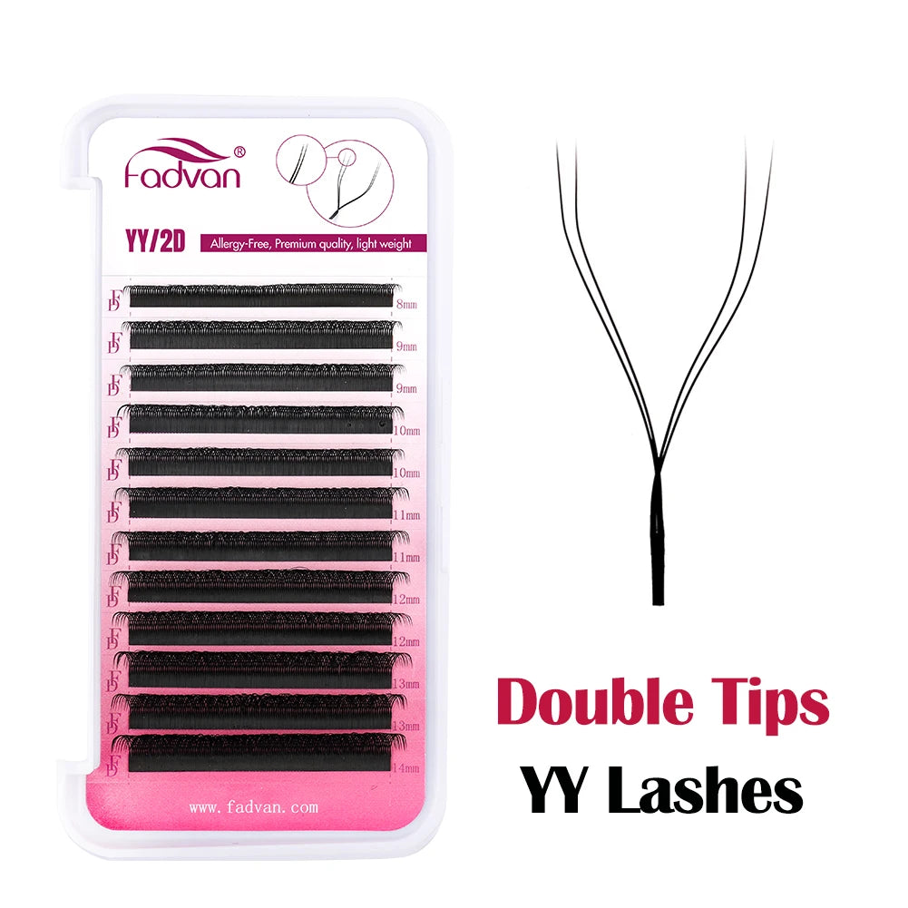 FADVAN YY/U Shape 8-14mm D/C Curl Eyelash Extension Colorful Brown/Mix Color/Gradient Pink/Black Volume Fan Brazilian Faux Lash - Beauty Collection Studio