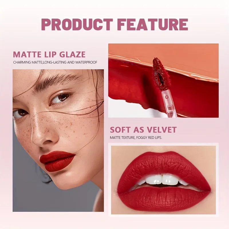 Waterproof Matte Velvet Lip Tint - Long-Lasting Nude Lip Glaze, Festive Exclusive, Valentine's Day Gift - My Vixen Vault