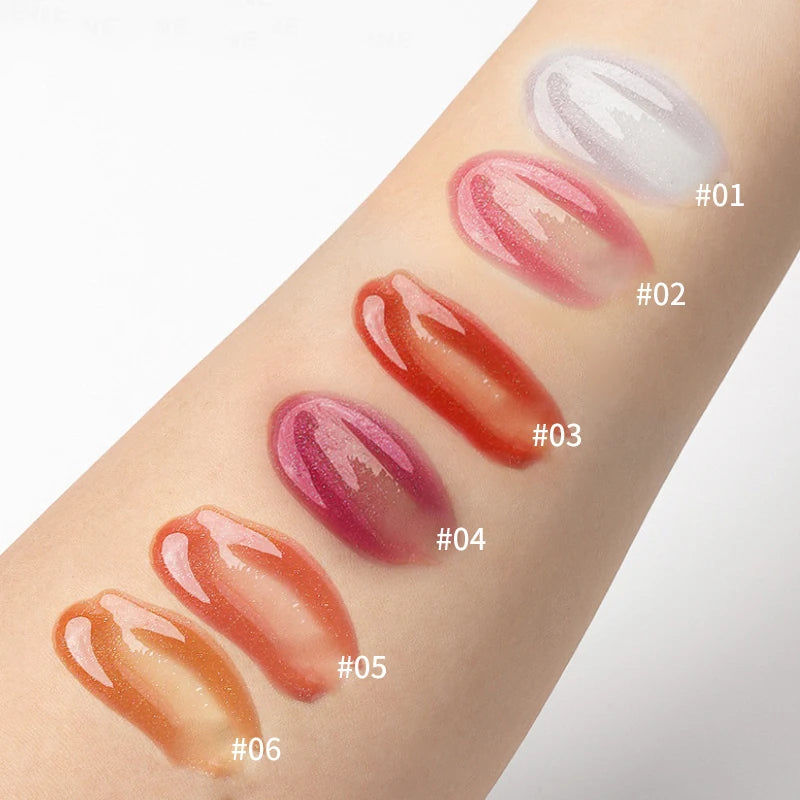 MAGIC CASA 6-Piece Set Water-Gloss Jelly Lip Oil - Plumping, Hydrating, Makeup Base, Long-Lasting Moisture - Beauty Collection Studio