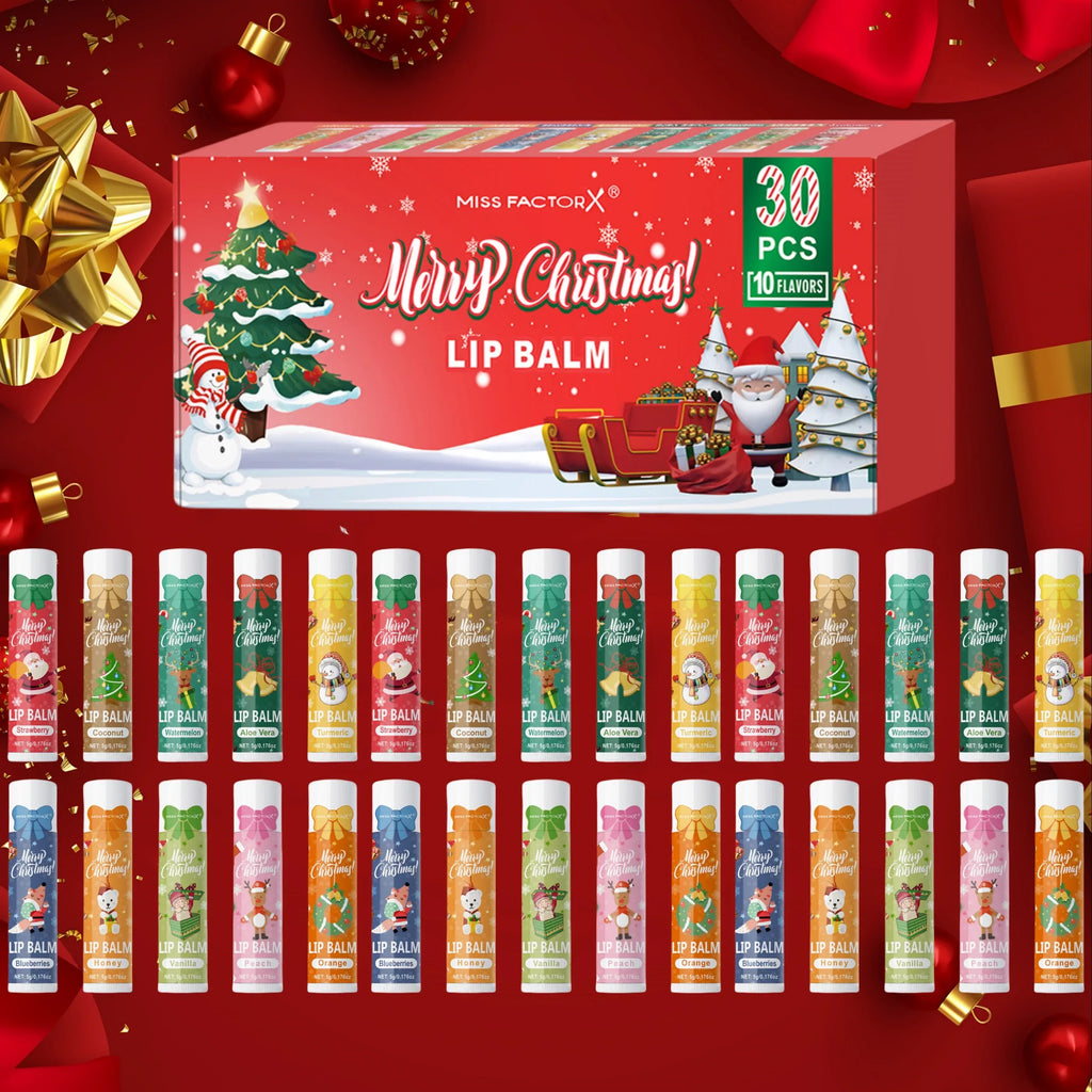 Christmas gift box, lip balm 30PCS/box lip balm set, durable moisturizer, Christmas gift, women's gift, party gift.