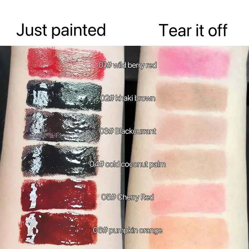 Chocolate Brown Peel Off Lip Stain Waterproof Makeup Matte Khaki Orange Liquid Lipstick Nude Black Tattoo Lips Tint Cosmetic.