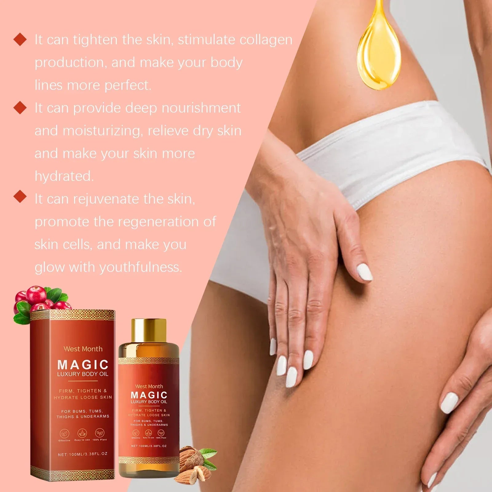 Tightening Body Oil Lifting Firming Lighten Fine Lines Improve Sagging Skin Dullness Brightening Moisturizing Nourish Skin...