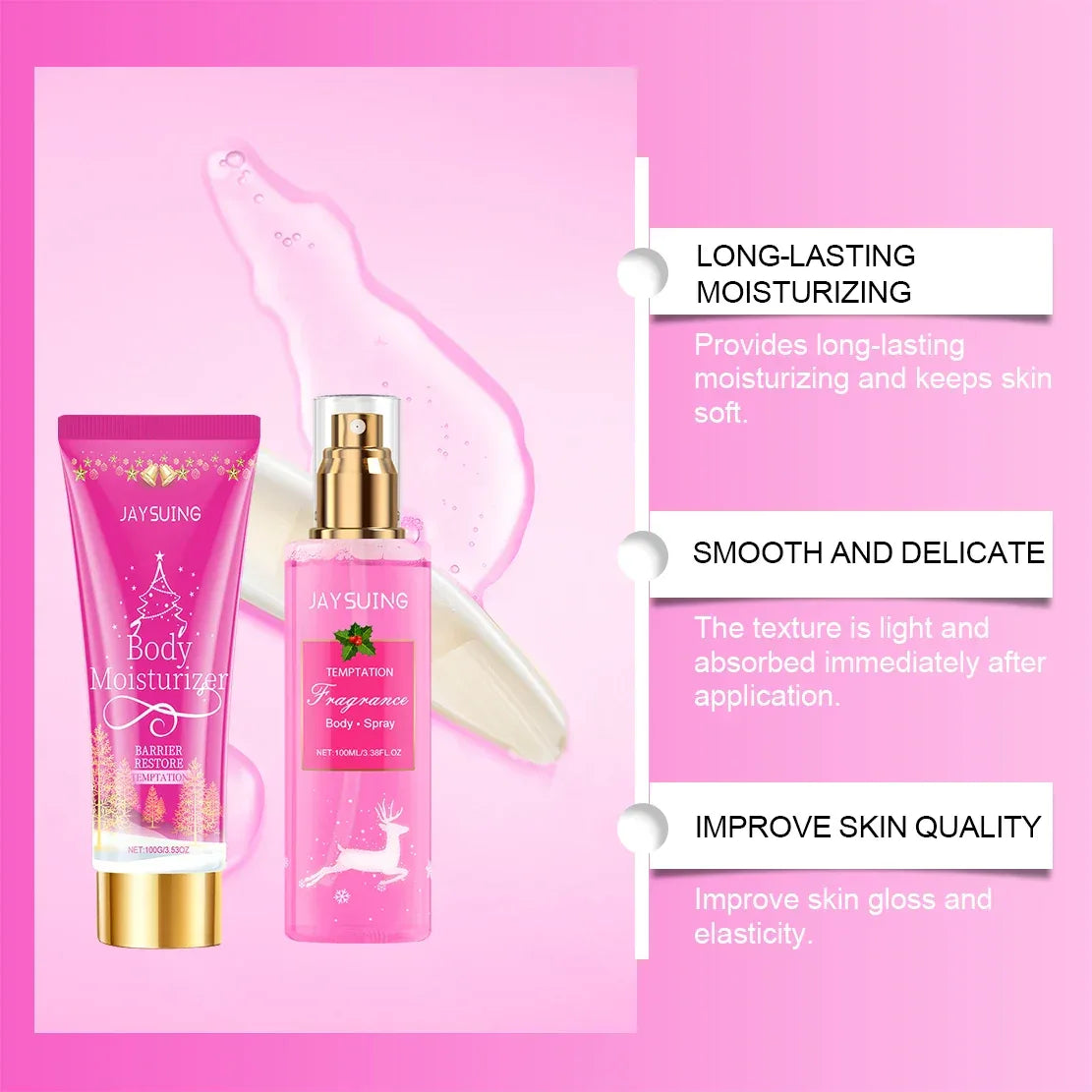 Jaysuing 100ml Christmas Fragrance Body Care Set Holiday Gift SeMoisturizing Skin Care with Shea Buttert Body Lotion Body Mist.