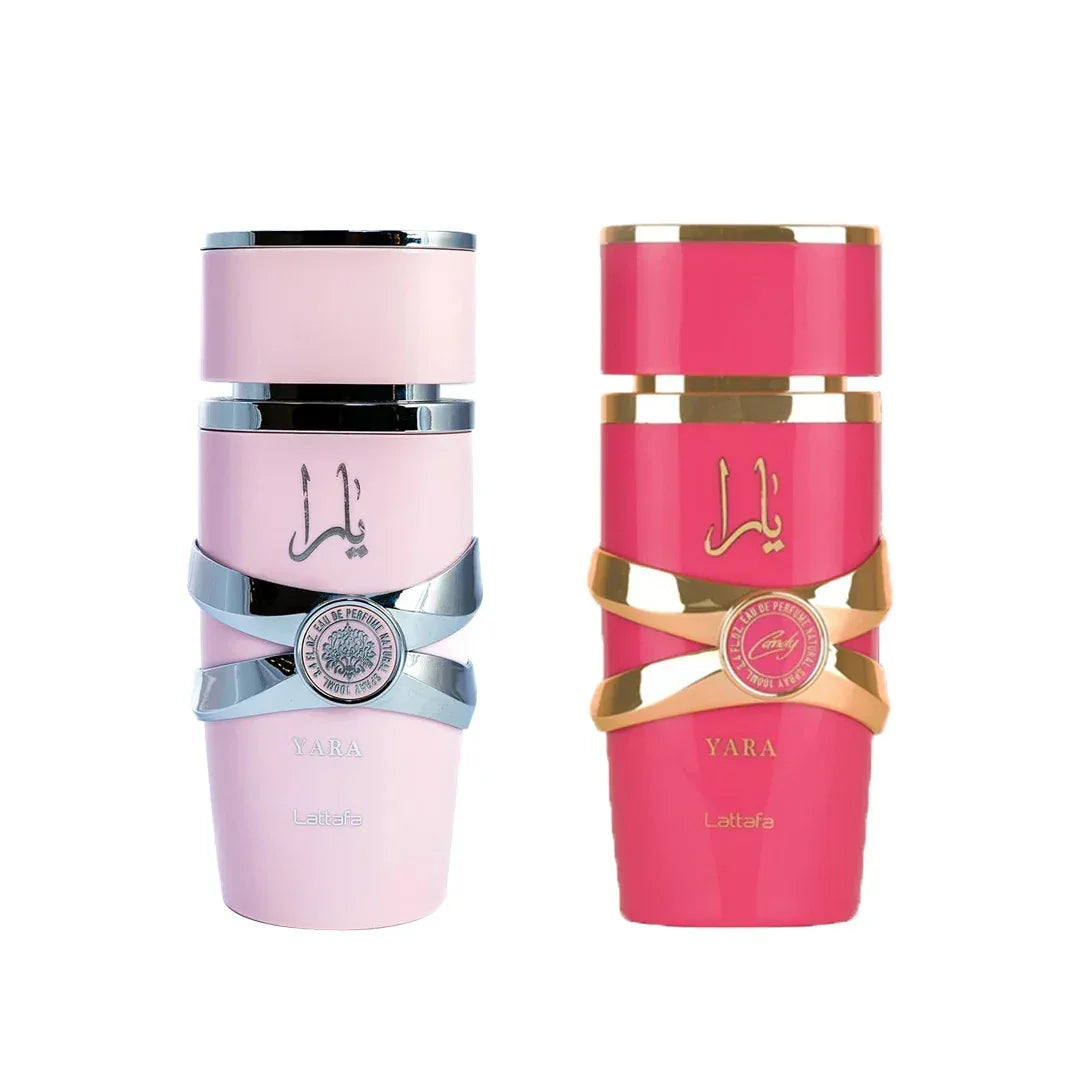 Lattafa Yara 2 Piece Set Eau de Parfum Femmen Spray 100ml Original Arab Perfumes Lasting Floral Pheromones Perfume Makeup 3.4 Oz.