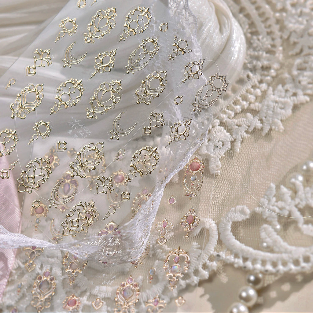 1PCS 5D Picture Frame Style Nail Art Stickers Relief Necklace Gemstone Nail Art Accessories Temperament Girl Stickers - Beauty Collection Studio