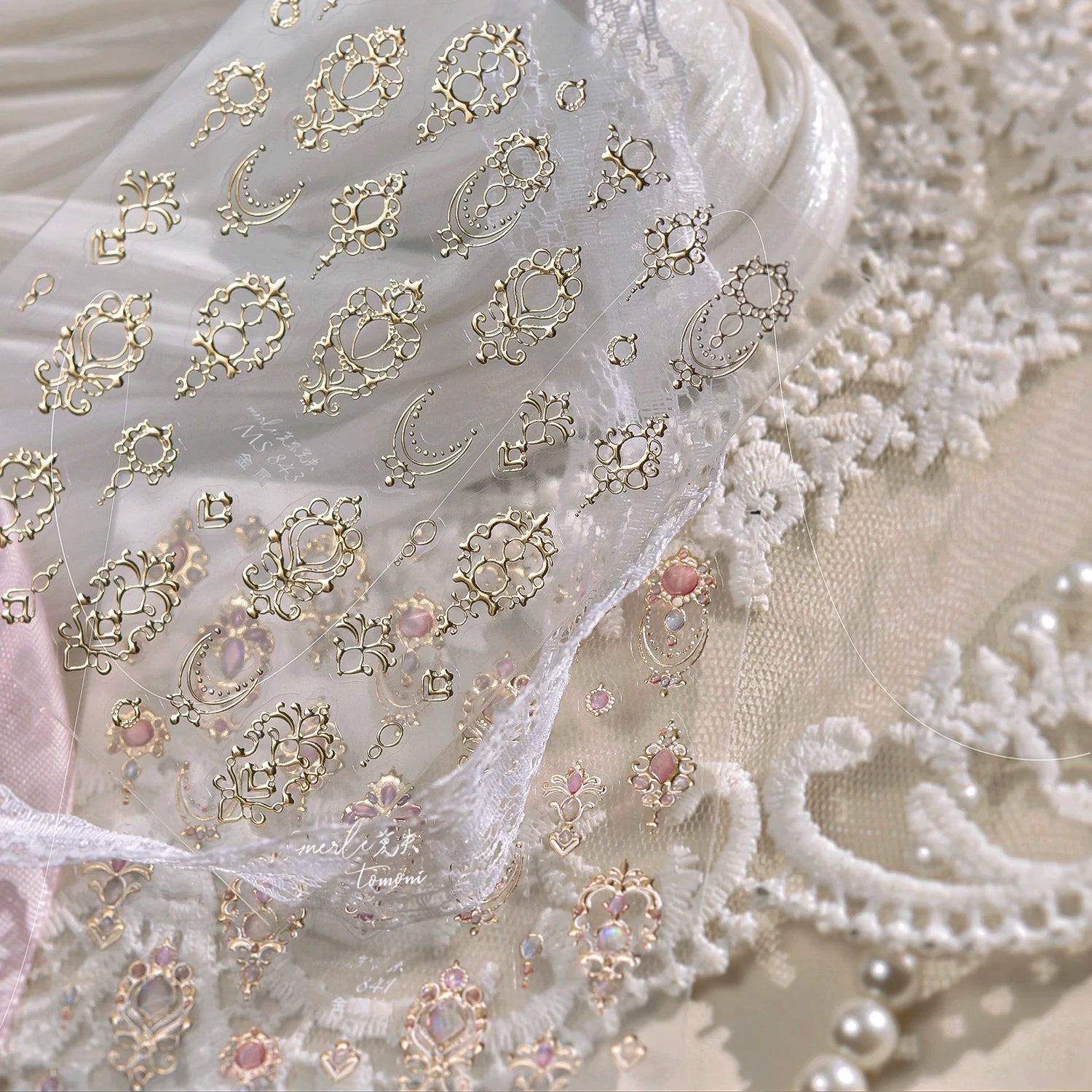 1PCS 5D Picture Frame Style Nail Art Stickers Relief Necklace Gemstone Nail Art Accessories Temperament Girl Stickers