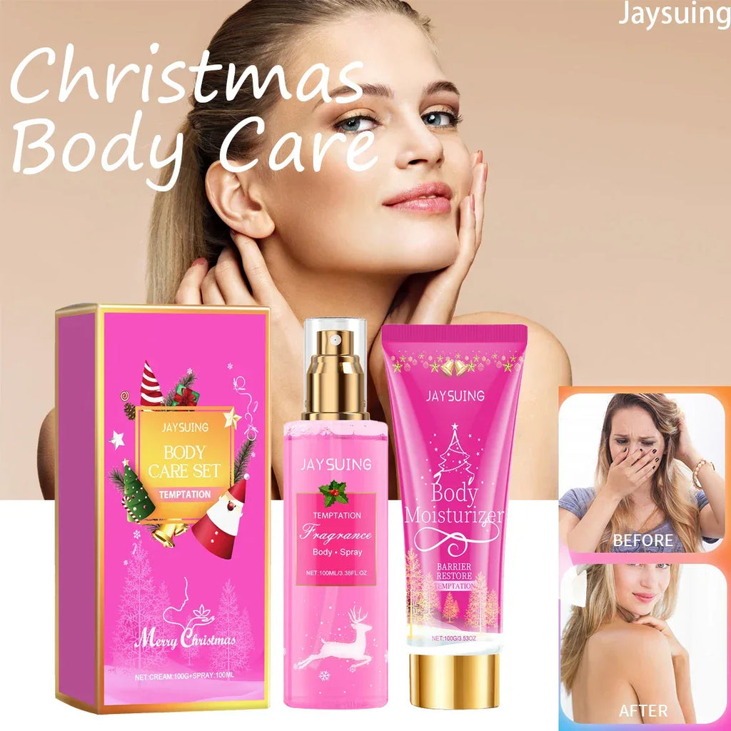 Jaysuing 100ml Christmas Fragrance Body Care Set Holiday Gift SeMoisturizing Skin Care with Shea Buttert Body Lotion Body Mist.