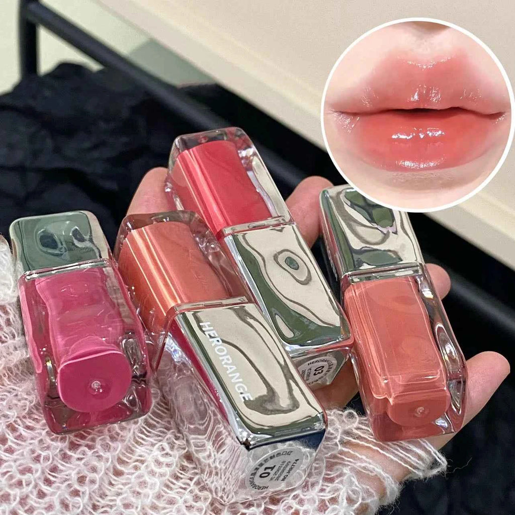 Water Light Lipstick Waterproof Crystal Mirror Lipstick Lasting Glass Jelly Lip Tint Natural Moisturizer Non-stick Cup Lip Glaze.