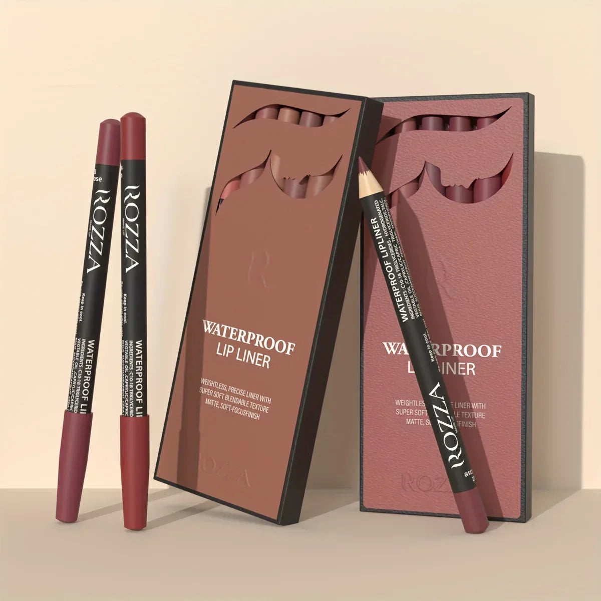 6pcs ROZZA Nude Lip Liner Set - Water-Resistant, Matte Finish Crayon Lip Pencils Non-Smudging & Easy-to-Apply - My Vixen Vault