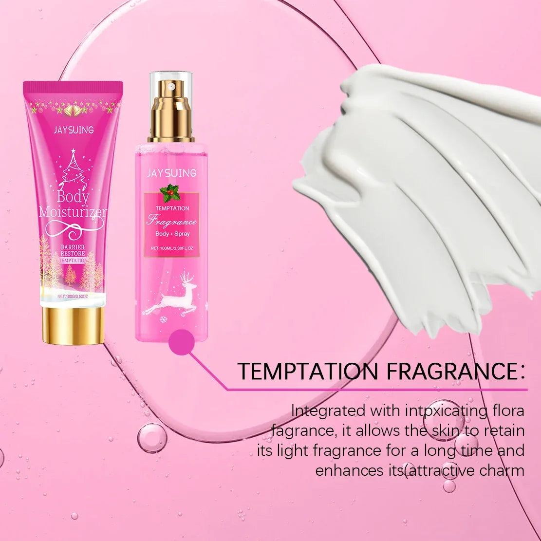 Jaysuing 100ml Christmas Fragrance Body Care Set Holiday Gift SeMoisturizing Skin Care with Shea Buttert Body Lotion Body Mist.
