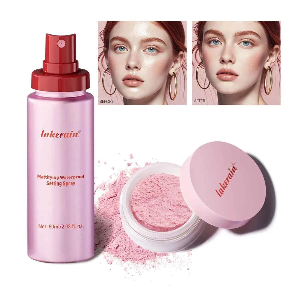 Oil Control Setting Powder Spray Set Matte Base Makeup Control Oil Waterproof Make-up Fixer Spray Hide Pores Setting Powder