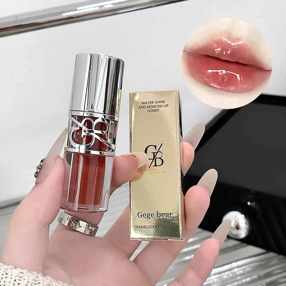 Gege Bear Glittering Mirror Lip Glaze, Watery Shimmering Light Lip Gloss Makeup 8 Colors, Hydrating Moisturizing, Long Lasting.