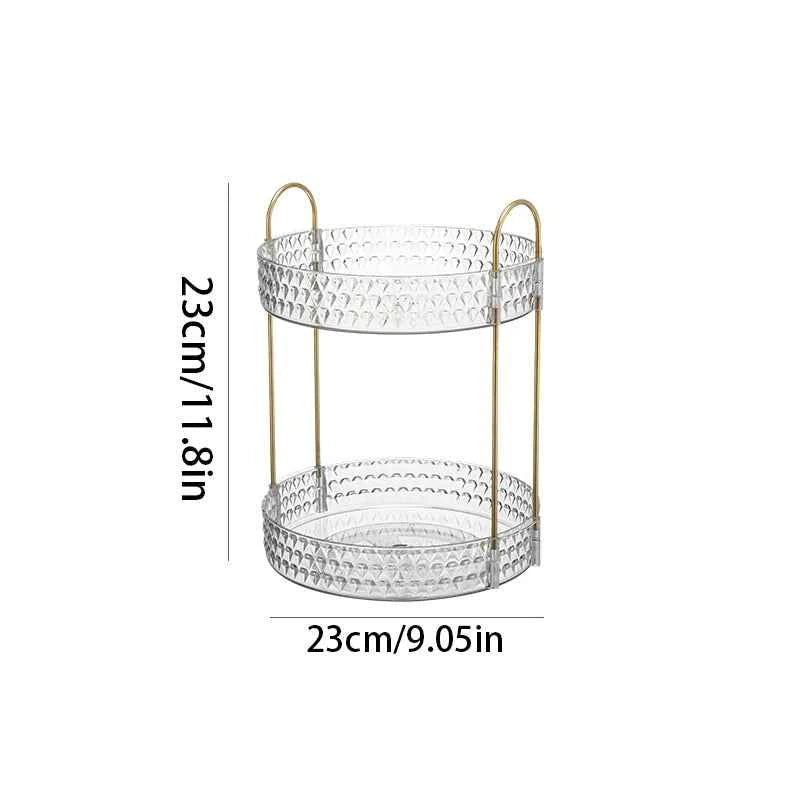 360° Rotating Cosmetic Organizer 3 Tier Transparent Diamond Pattern Cosmetic Rack Bathroom Cosmetic Vanity Organizer Countertop.