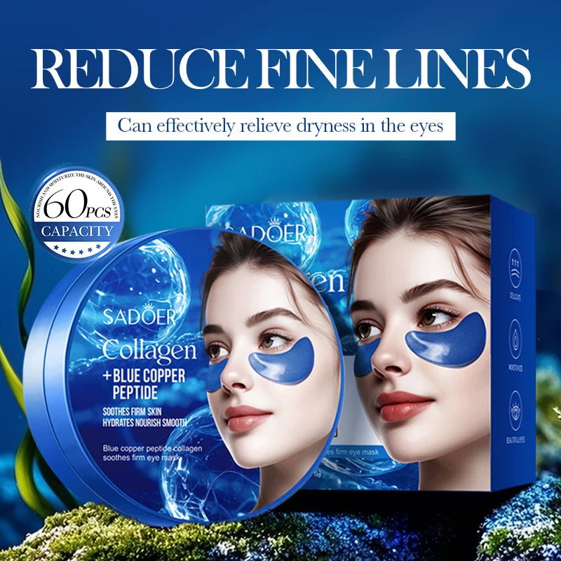 60pcs SADOER Caffeine Crystal Collagen Eye Mask Anti Dark Circles Ant -Aging Anti Wrinkles Moisturizing Eye Patches Skin Care - Beauty Collection Studio