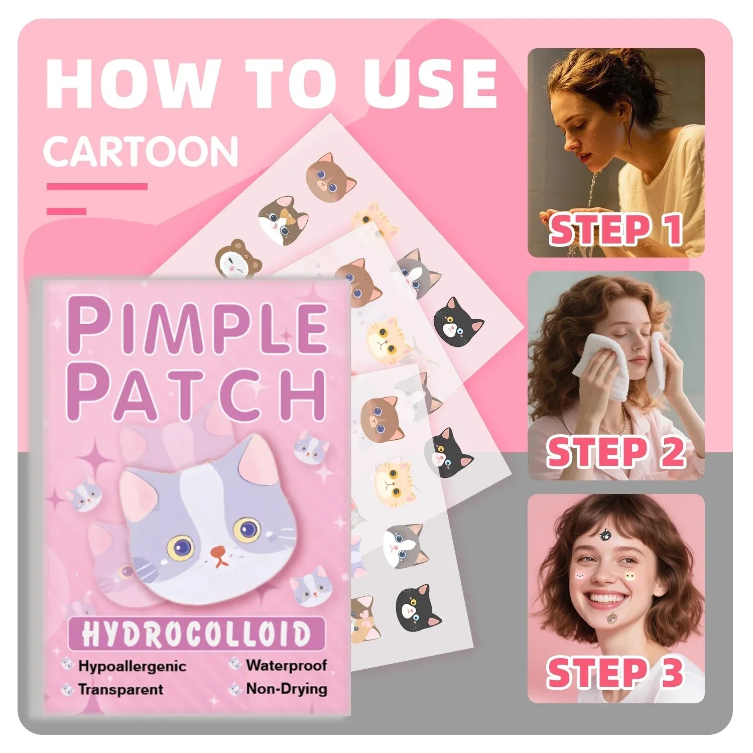 600pieces of cartoon cat acne patches, facial acne patches, concealer acne patches, and pimples patches. Ultra-thin and breathab - My Vixen Vault