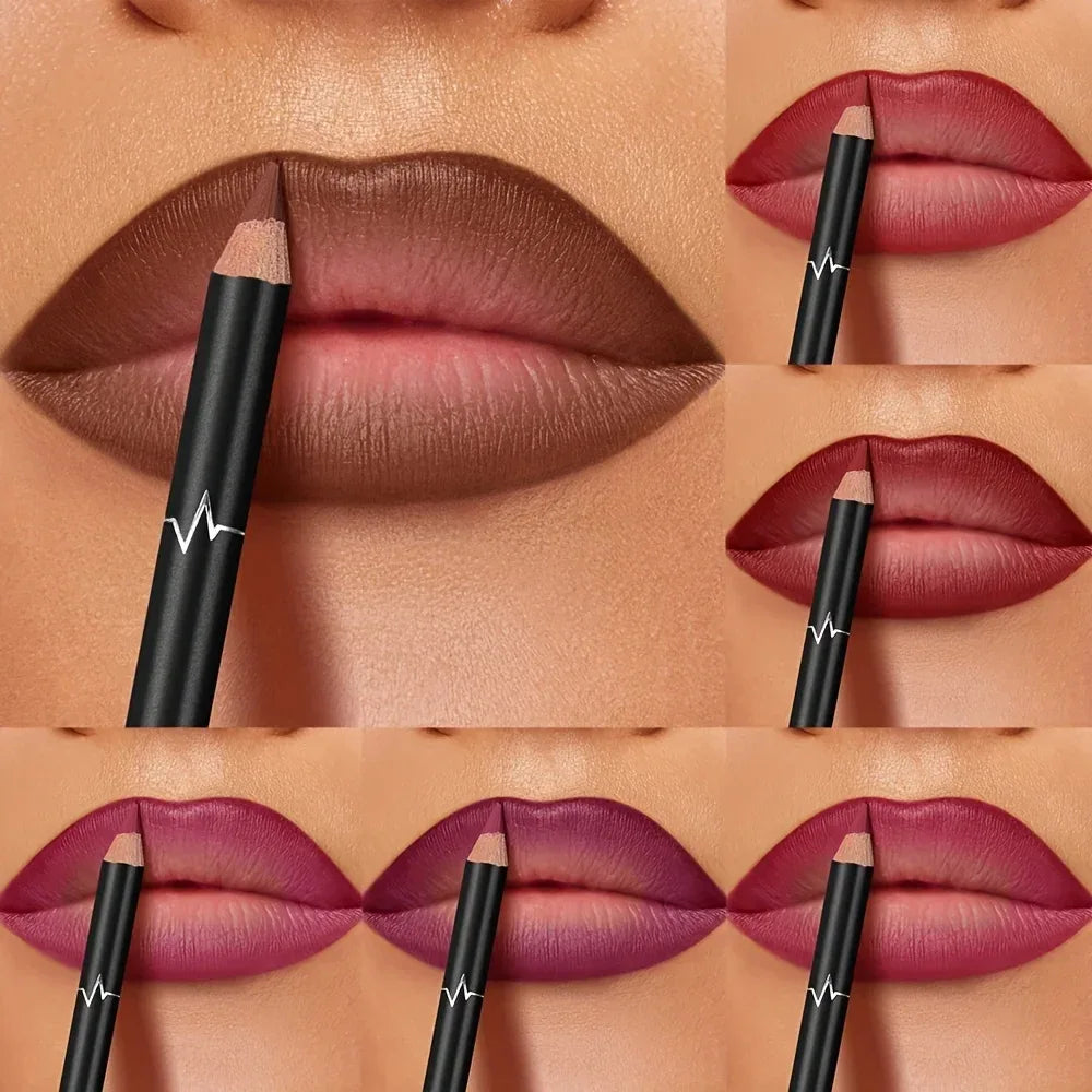 Pudaier 6-Color Waterproof Matte Lip Liner - Long-Lasting, Non-Transfer Formula, Matte Finish, 6 Versatile Shades - My Vixen Vault