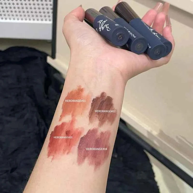 Velvet Matte Lip Glaze Shimmer Nude Lip Mud Waterproof Grey Pink Liquid Lipstick Long-lasting Non-drying Red Lip Gloss Cosmetics.