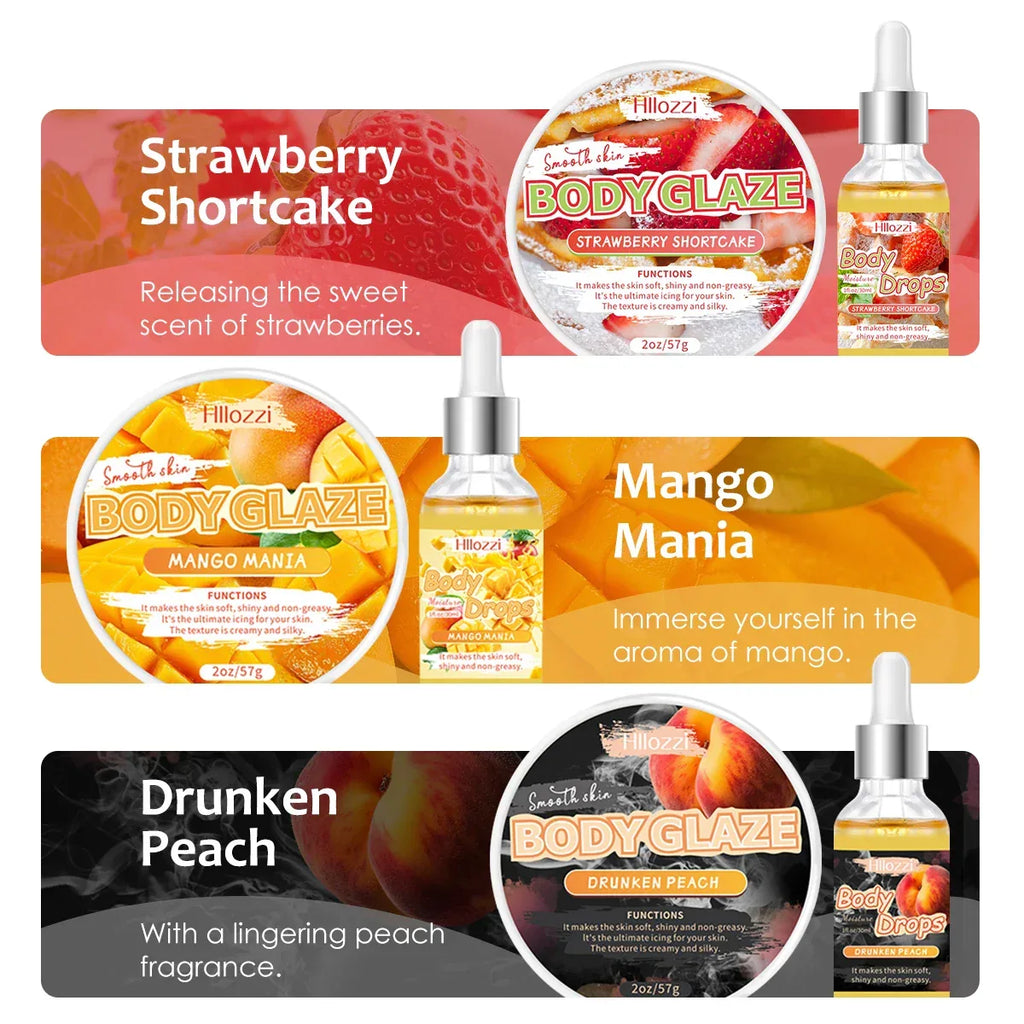 Body Glaze & Body Oil Combination Various flavors Non-greasy Hydrating and moisturizing Body Lotion Massag.