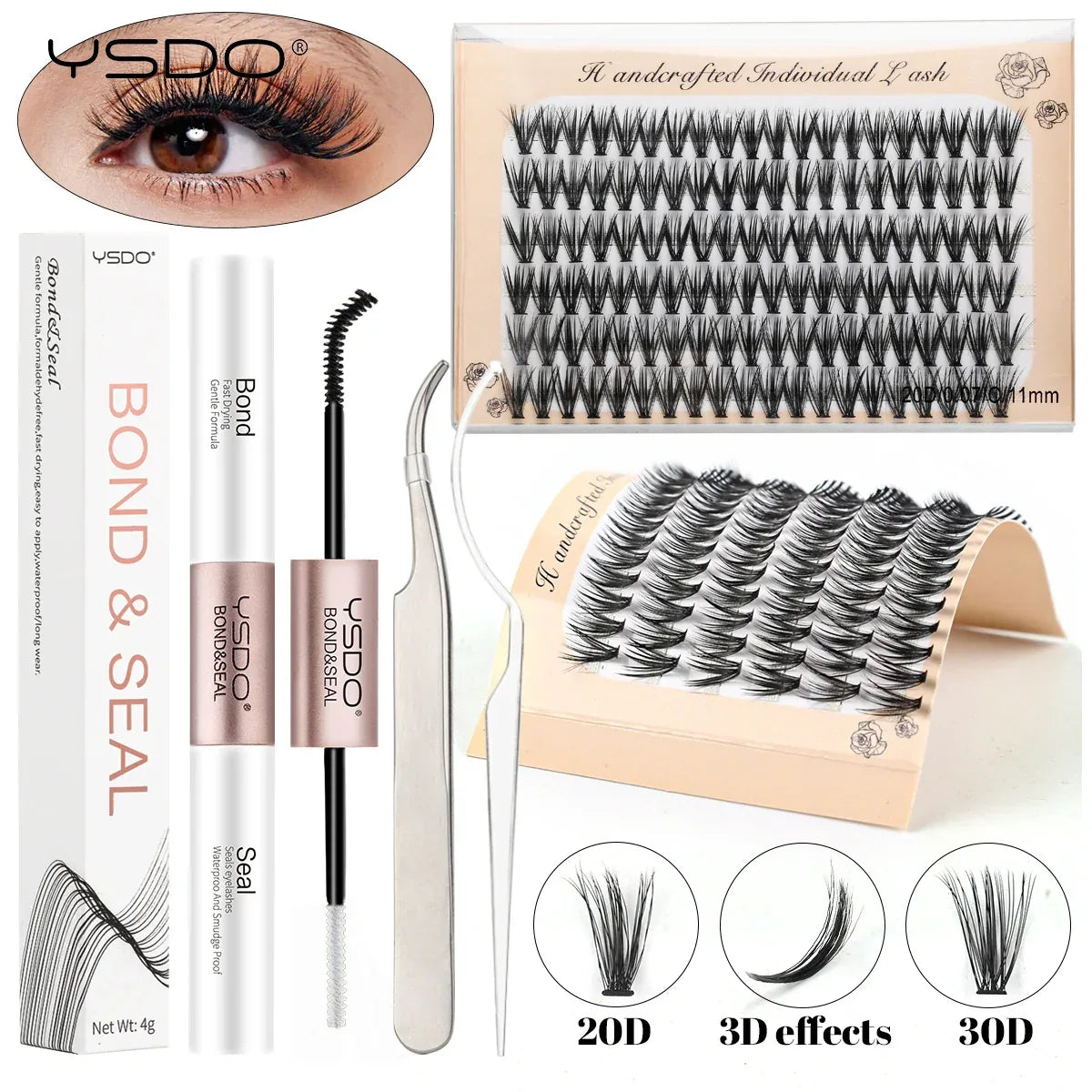 DIY Lash Extension Kit Lash Individual Lashes Clusters8-16mm With Waterproof Lash Bond And Seal Eyelash Tweezers Lash Kit - My Vixen Vault