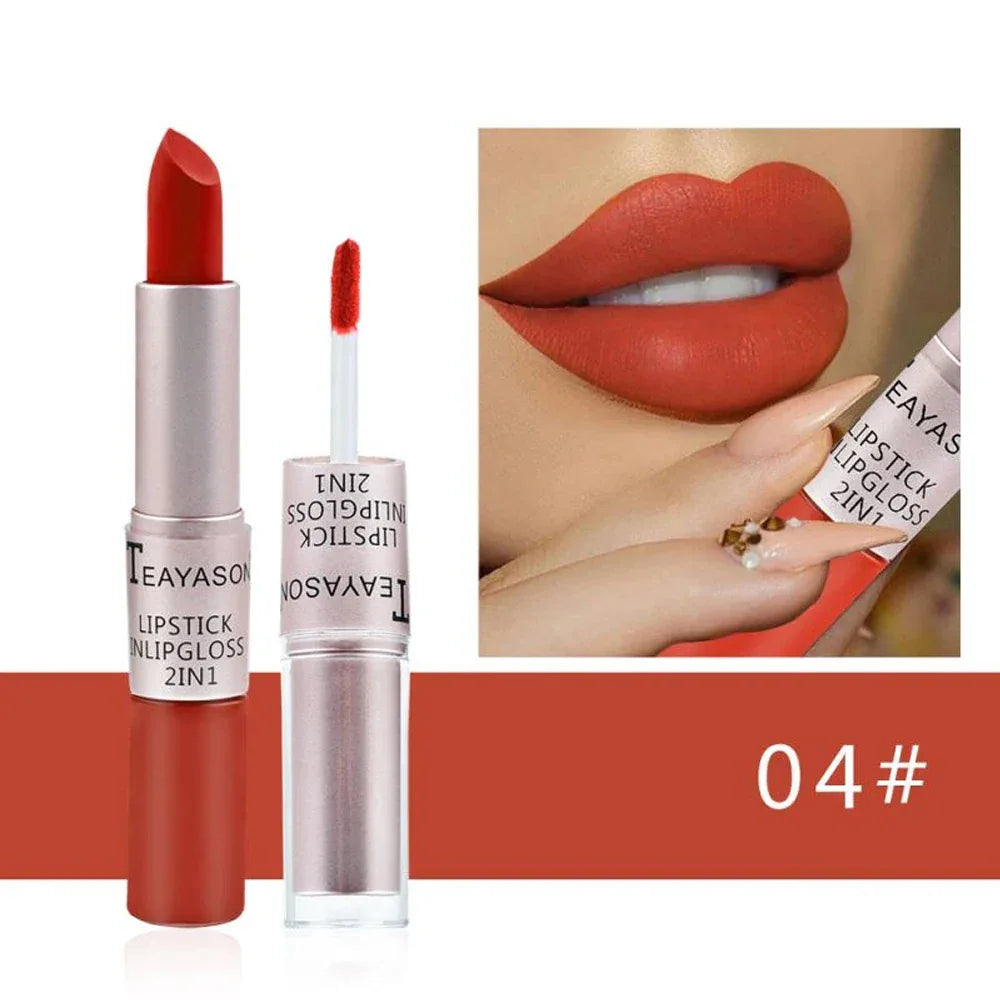Double-Ended Velvet Matte Lipstick with Long-Lasting Effect, Brightening and Complexion-Enhancing Lipstick Pen for Autumn and Winter, Non-Transfer Matte, Valentine's Day Gift Lipstick - My Vixen Vault