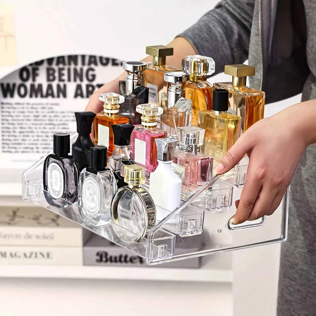 1pc,Transparent multi-layer perfume storage rack, cosmetics display rack, dressing table sorting rack, nail polish rack.