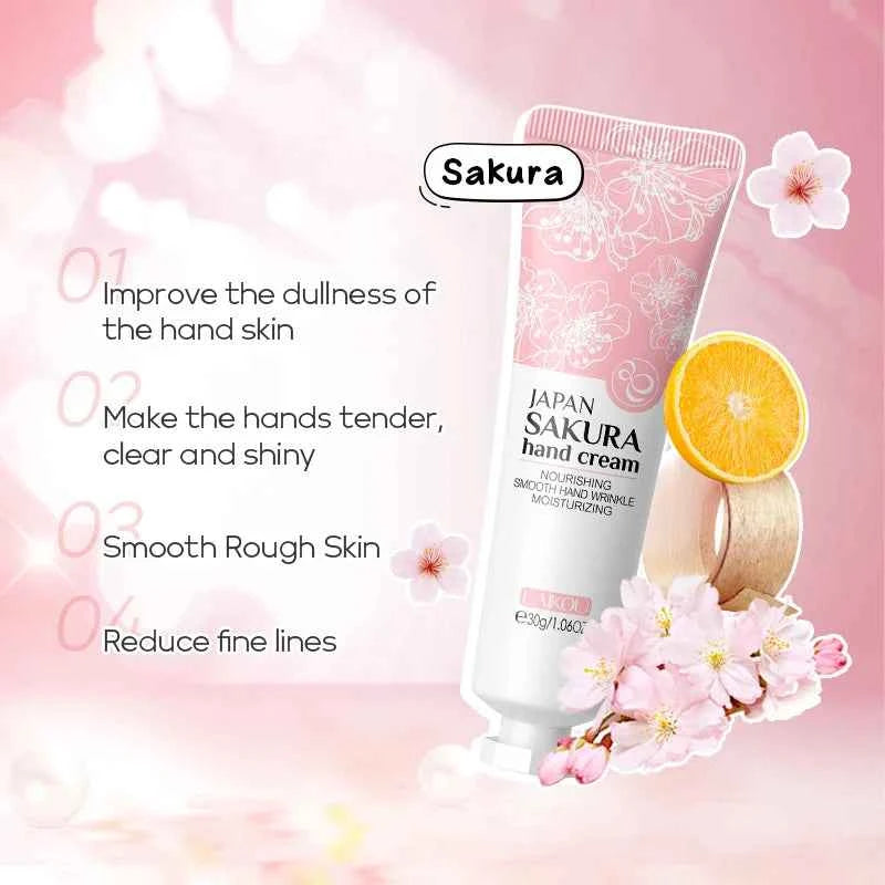 LAIKOU Sakura Hand Cream Whitening Wrinkle Removal Anti-crack Moisturizing  Greasiness Intensive Repair Hand Gream 30g